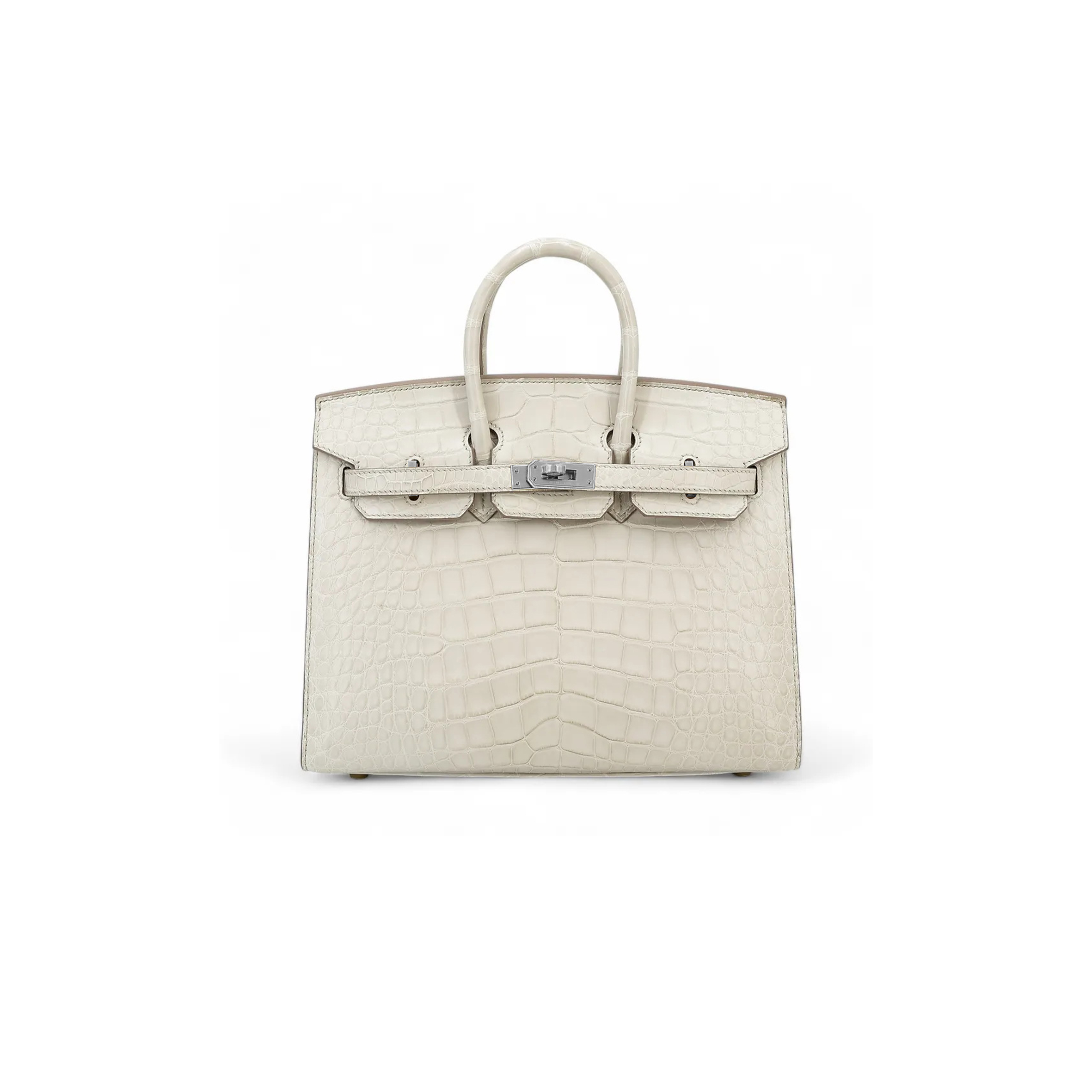 HERMÈS MASTER BIRKIN 30 CROCODILE LEATHER MILKSHAKE WHITE SILVER BUCKLE H041367CKA6 (30*22*16cm)